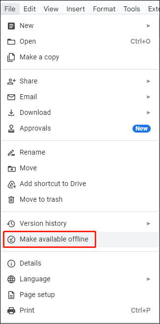 enable Make available offline