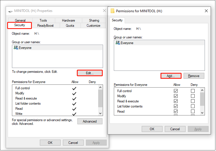 change the disk permission