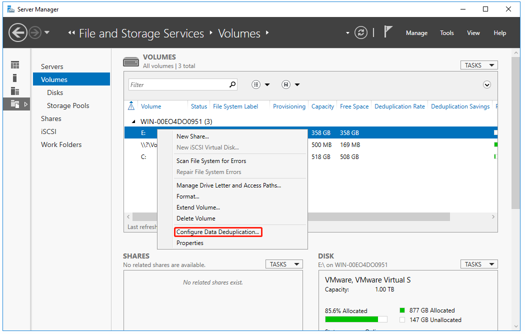 click Configure Data Deduplication…