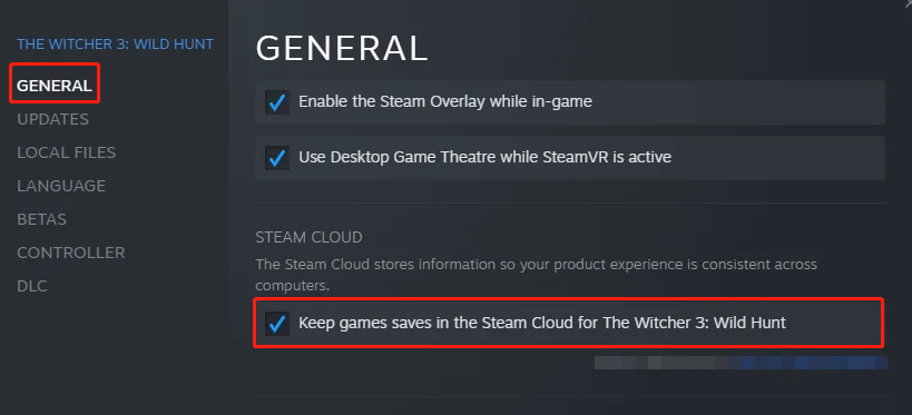 Simpan file game Witcher 3 di Steam Cloud