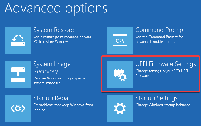 UEFI Firmware Settings in WinRE