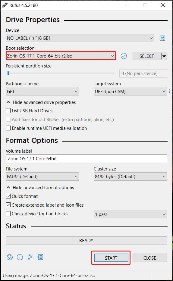 Zorin OS bootable USB