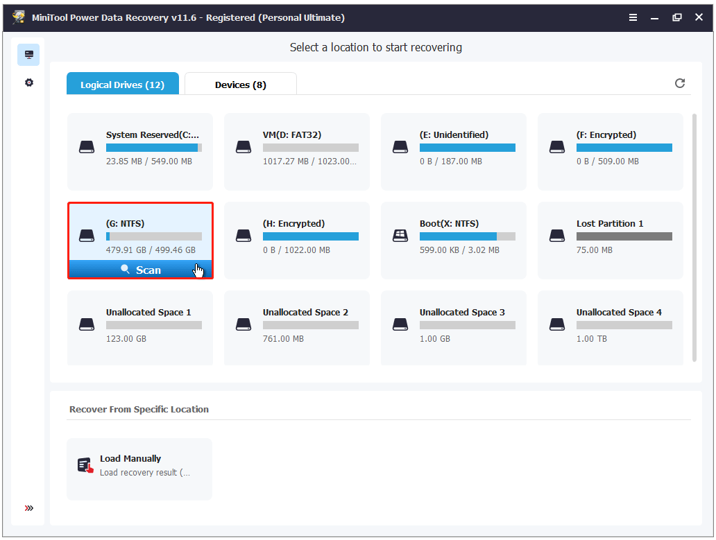 sélectionnez le lecteur cible à analyser