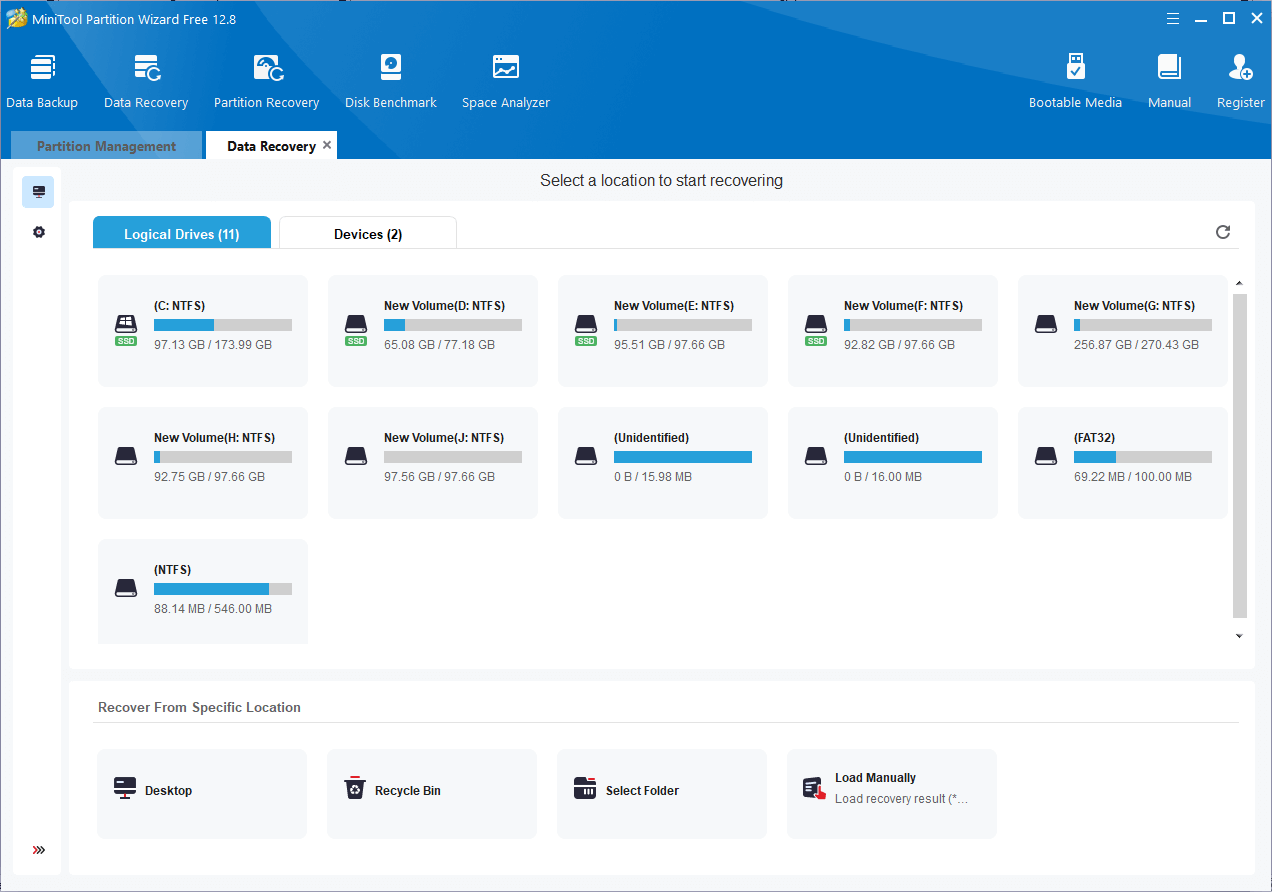 recover data in MiniTool Partition Wizard