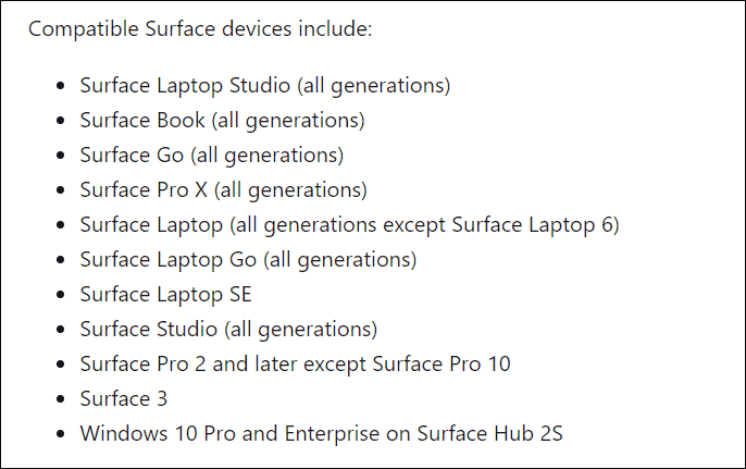 совместимая поверхность с Surface Data Eraser