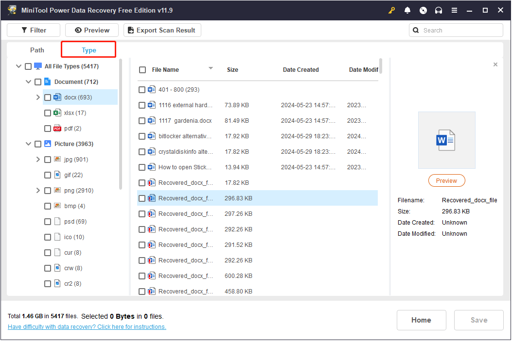 view files by file type