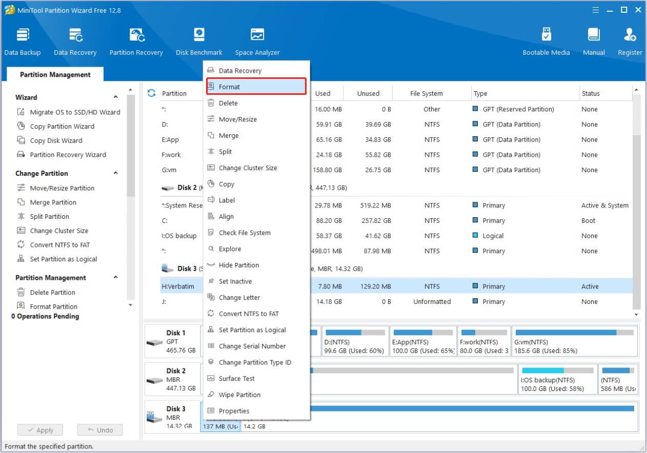 format the partition