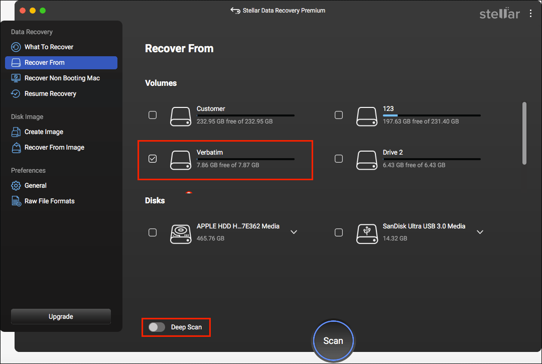 choose the target volume