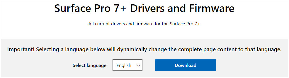 Pembaruan driver dan firmware Surface Pro 7+