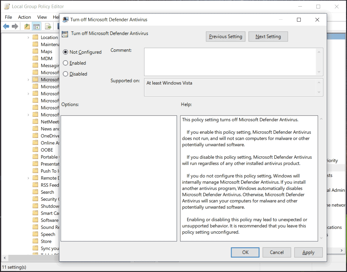 matikan Antivirus Pertahanan Microsoft