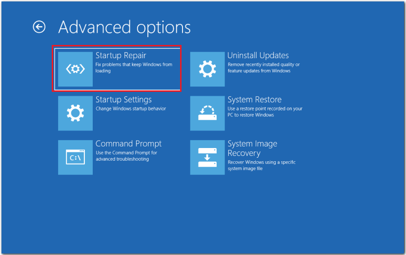 perform windows startup repair