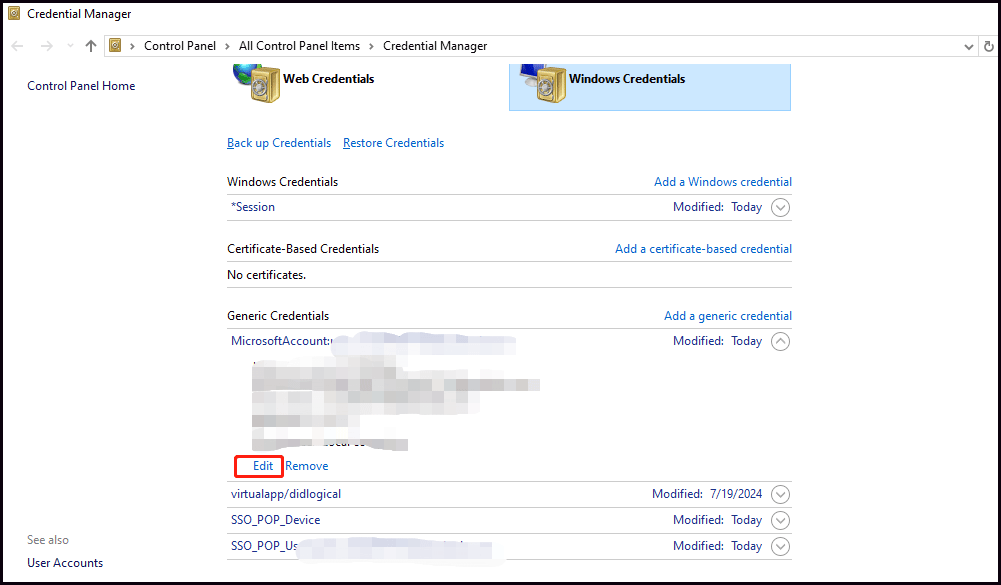 click the Edit option