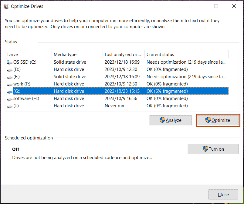 mengoptimalkan hard drive Anda