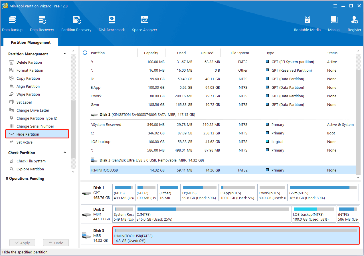 sembunyikan partisi pada drive USB