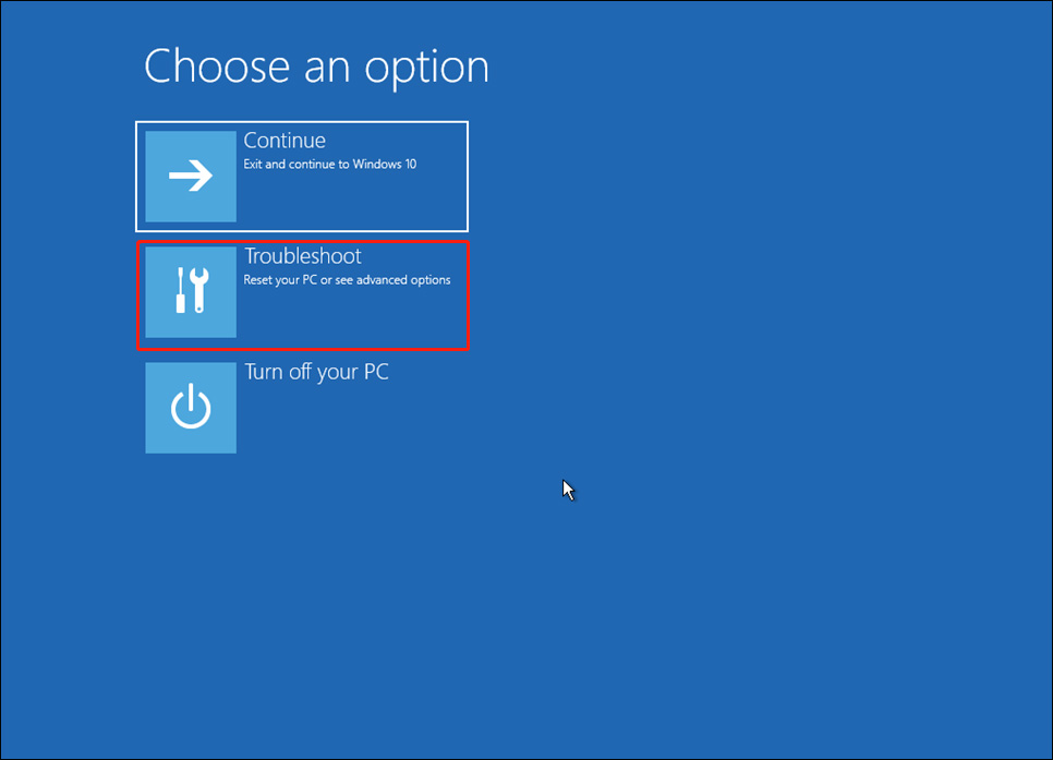 select Troubleshoot