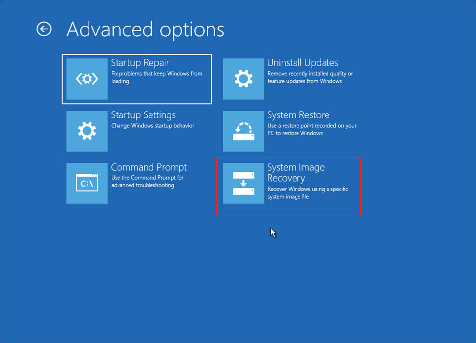 select System Image Recovery
