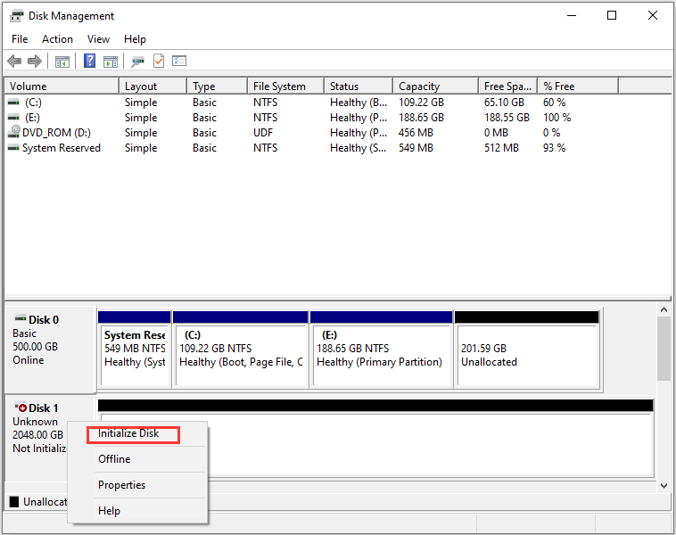 initialize disk