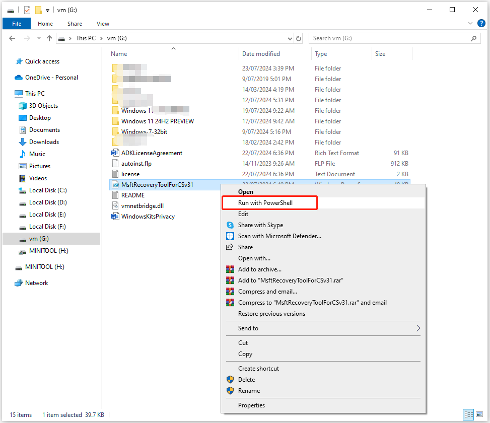 pilih Jalankan dengan PowerShell