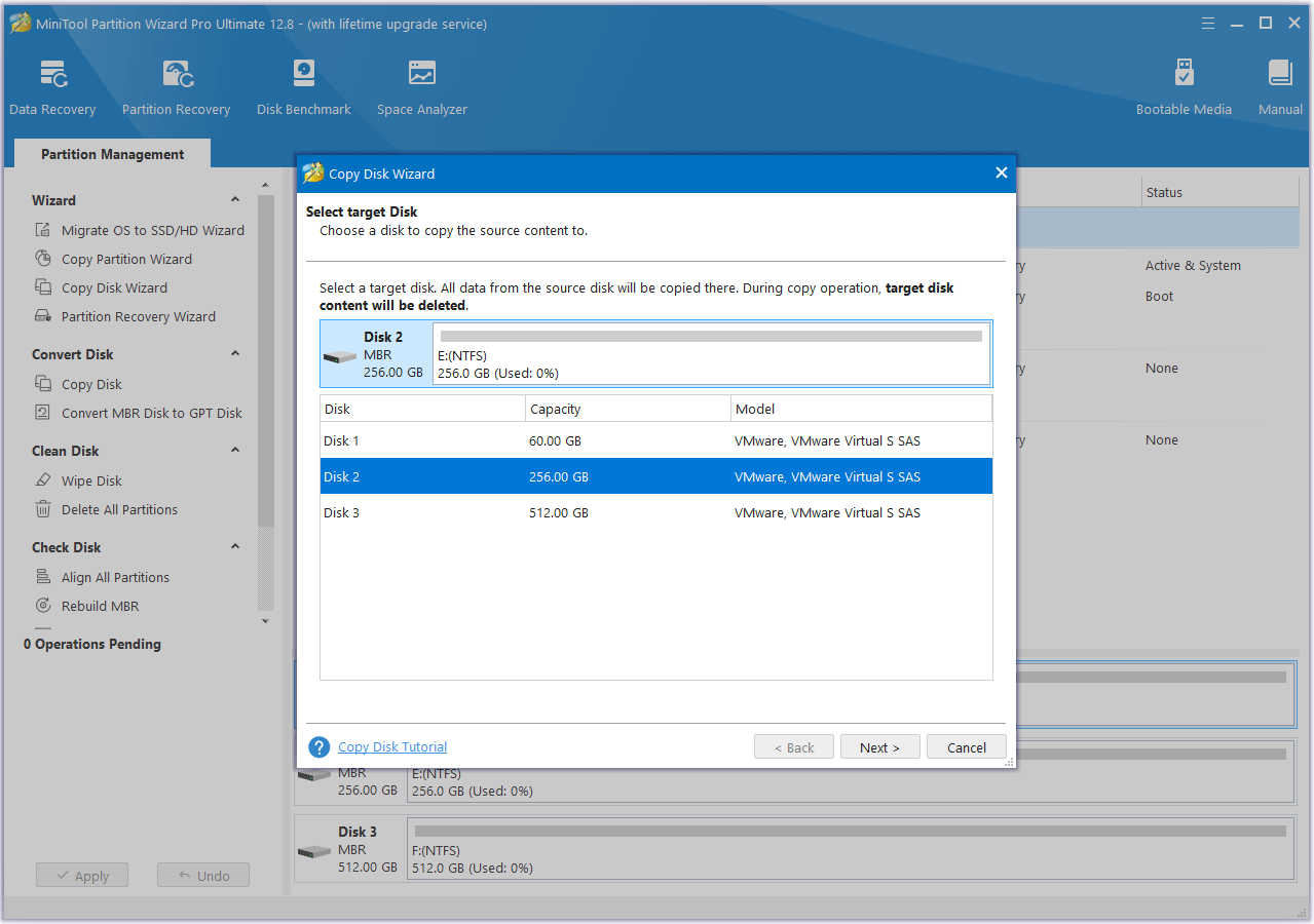 pilih disk target