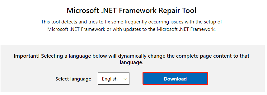 jalankan Alat Perbaikan Microsoft .NET Framework