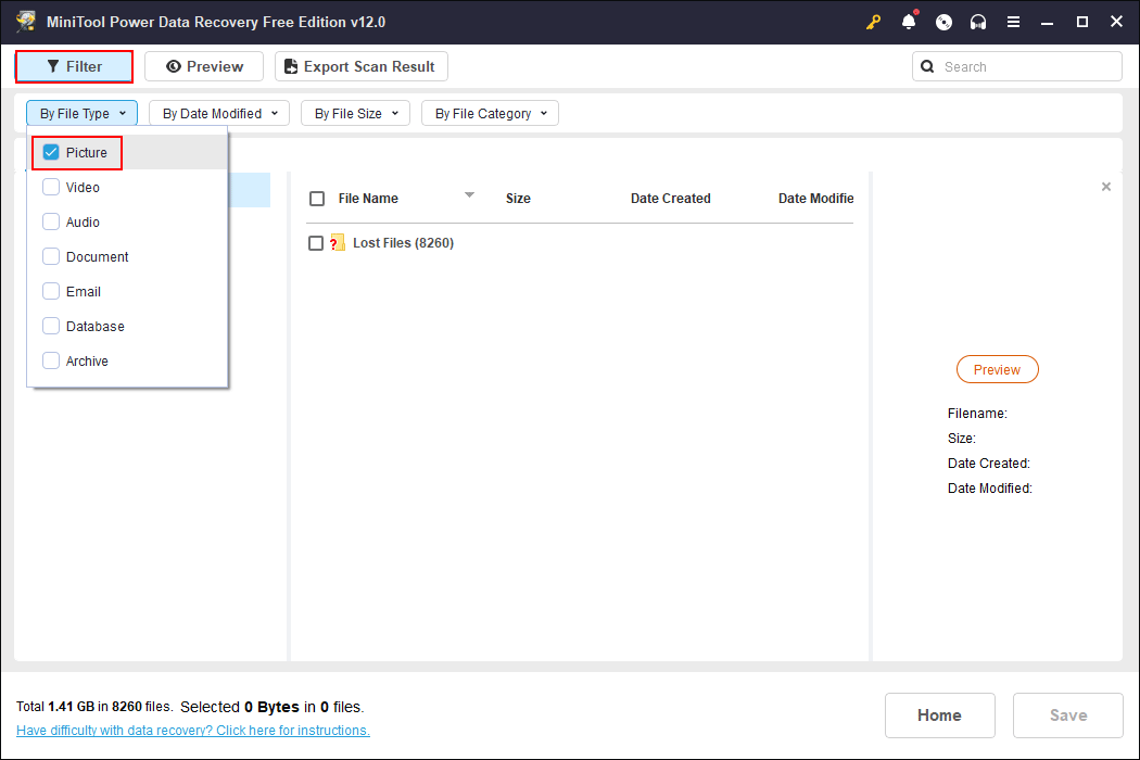 set filter conditions