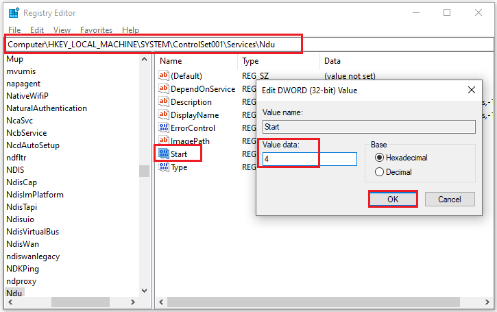 change registry value data