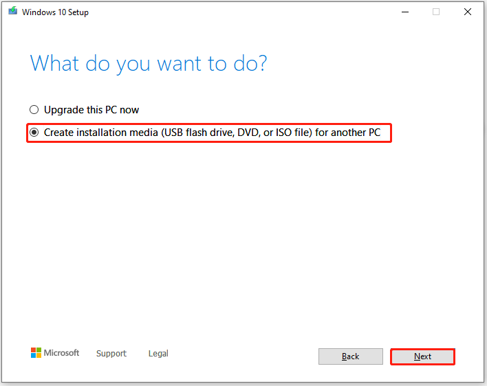 create Windows 10 USB installation media