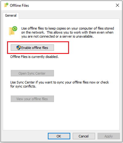 enable offline files