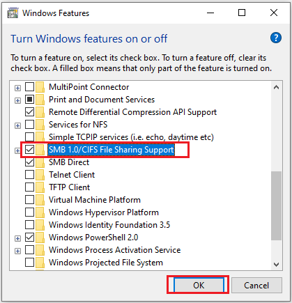 check smb 1.0/cifs file sharing support