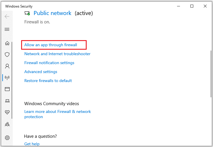 mengizinkan aplikasi melalui firewall