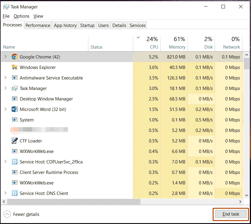 nonaktifkan proses di Task Manager