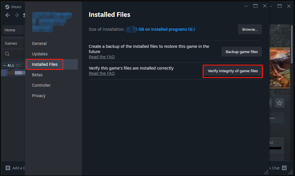 hit Verify integrity of game files