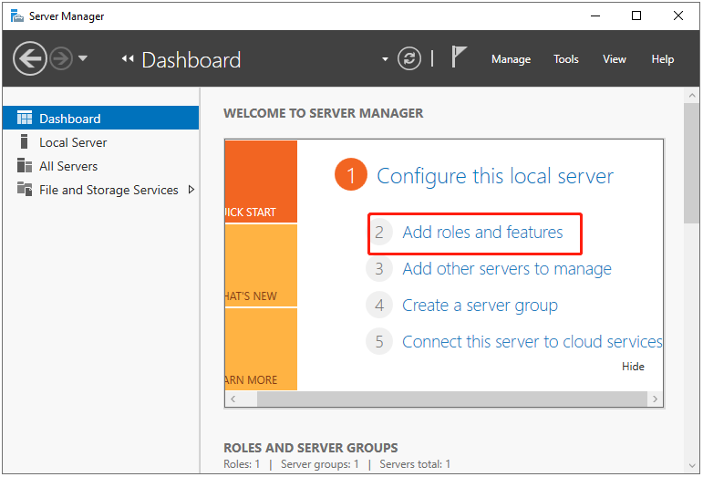 choose Add roles and features