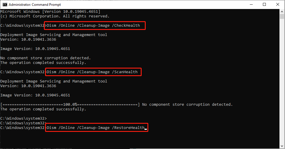 type three commands and hit Enter