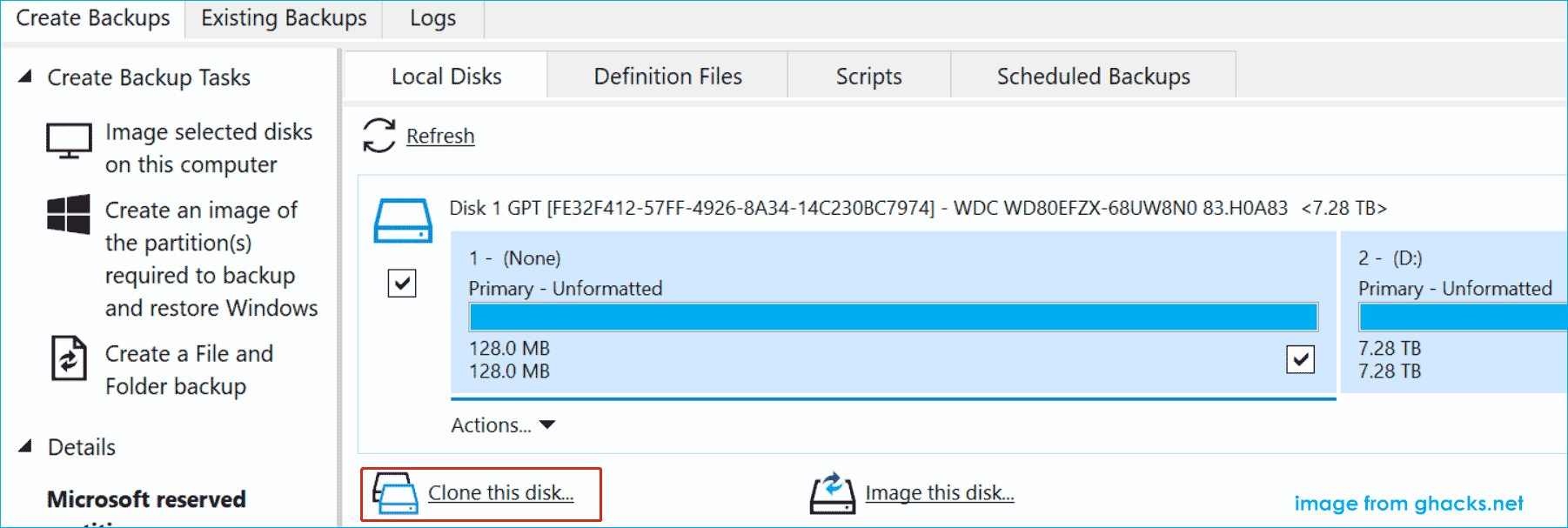 Macrium Reflect disk cloning