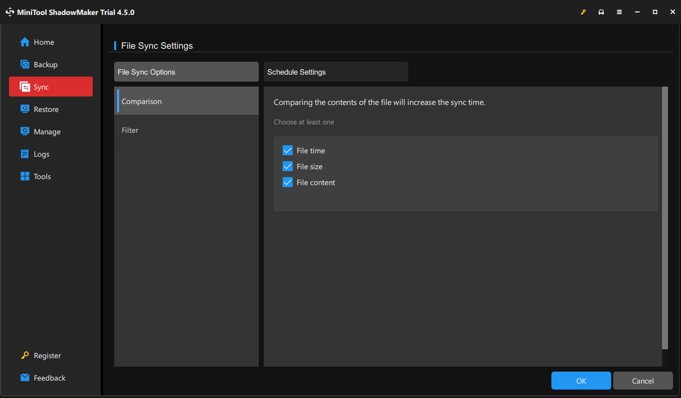 configure file sync settings