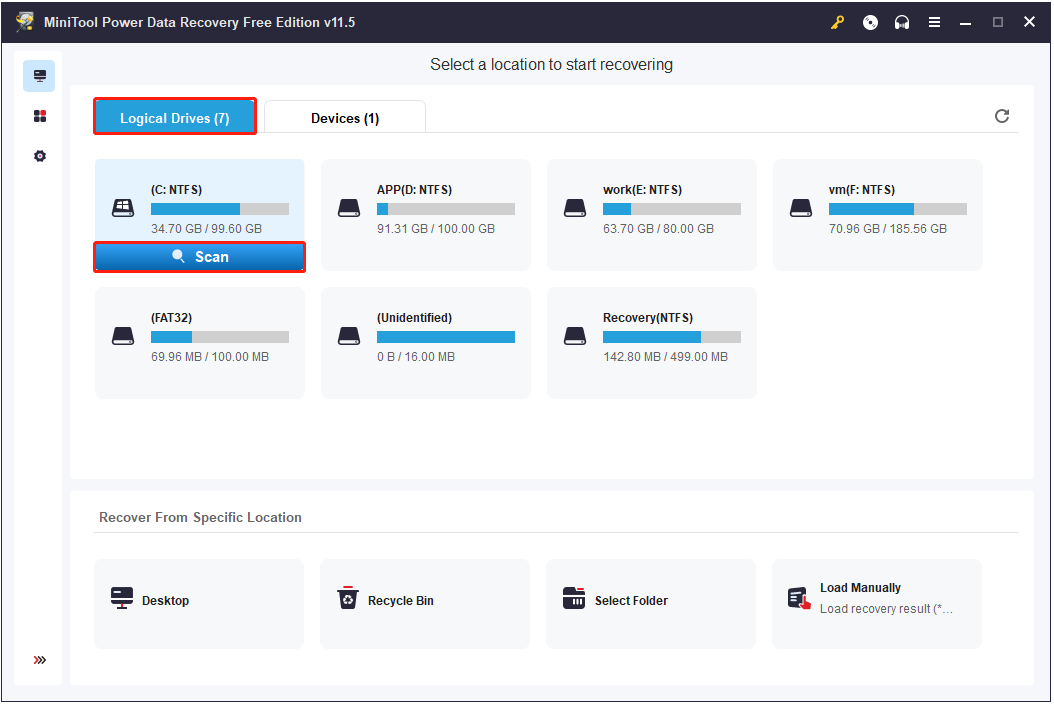 sélectionner le lecteur cible à analyser