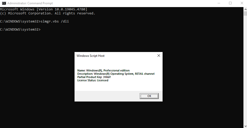 run slmgr.vbs /dli