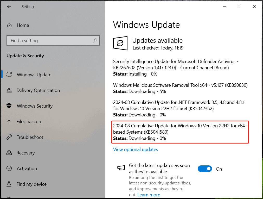 Unduh Windows 10 KB5041580