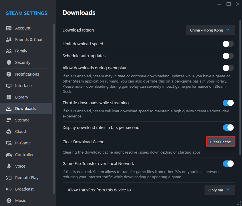 Clear Download Cache