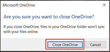 fermer OneDrive dans Windows 10