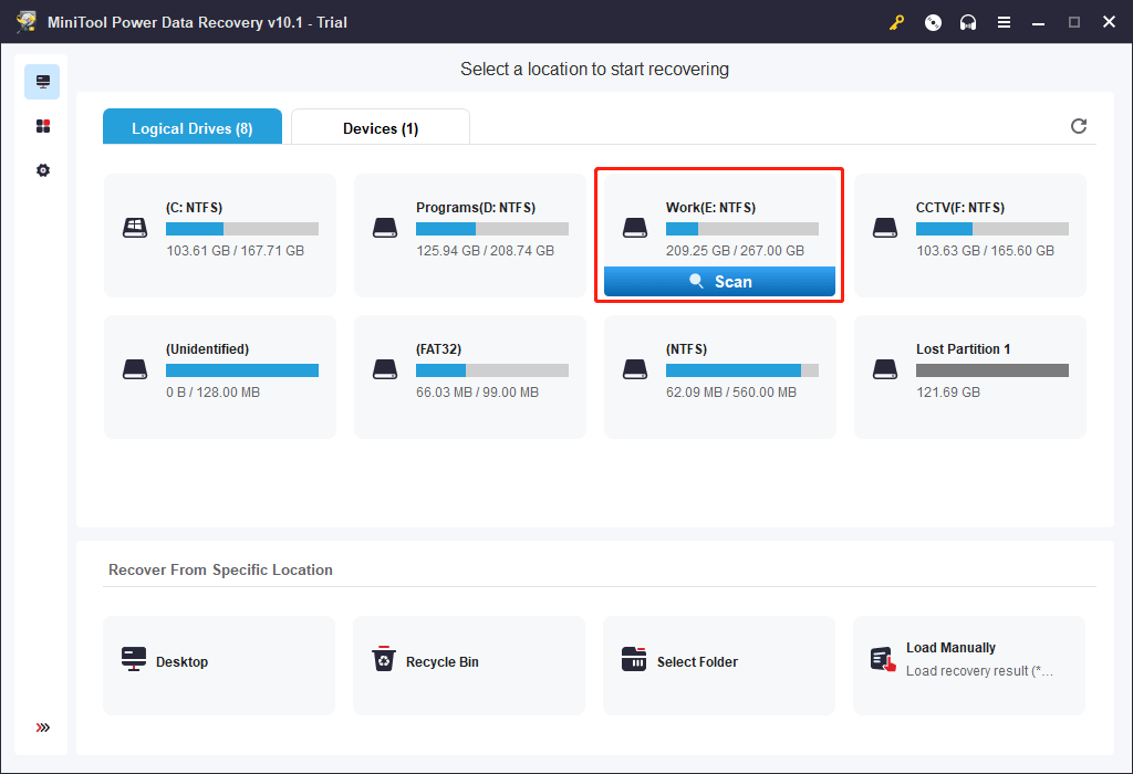 interface du logiciel MiniTool Power Data Recovery