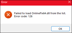 Failed to load OnlineFix64.dll from the list