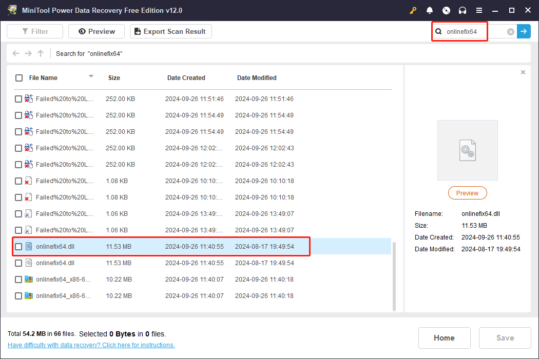 find the OnlineFix64.dll file using MiniTool Power Data Recovery