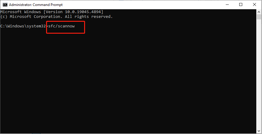 type sfc/scannow and press Enter