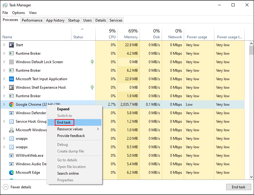 end unnecessary tasks in Task Manager