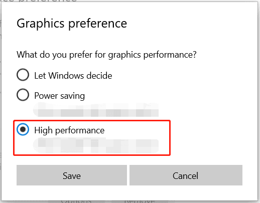 graphics preference on Windows