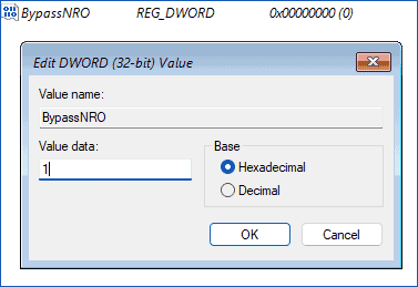 set BypassNRO to 1