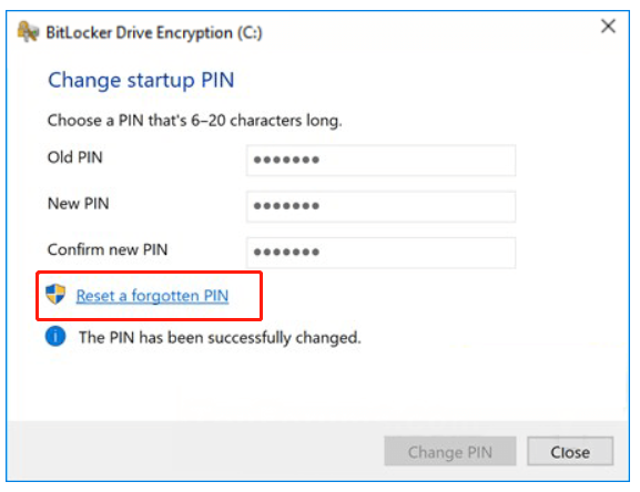 Cliquez sur Réinitialiser un code PIN oublié