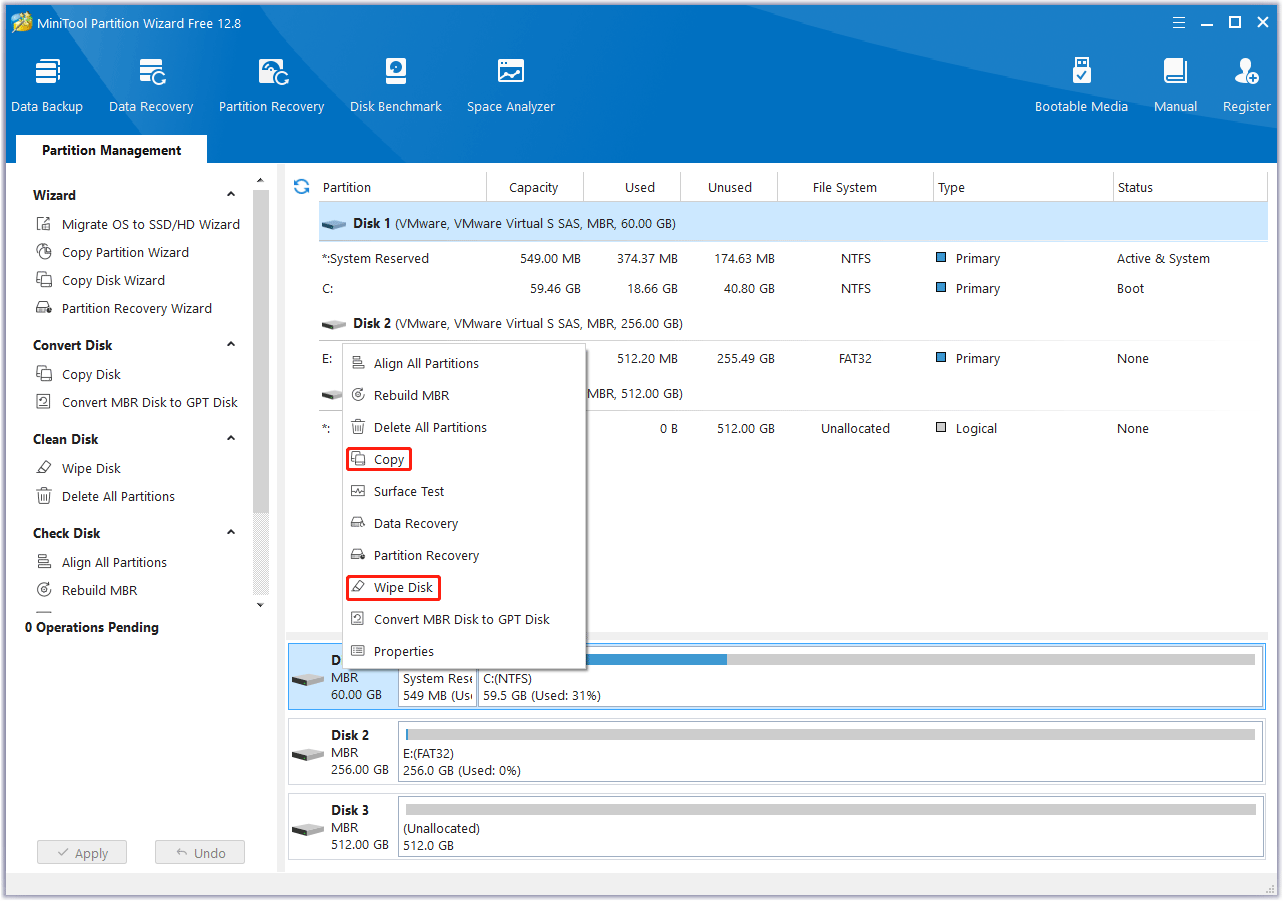 eseguire il backup prima di cancellare il disco rigido